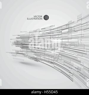 Wireframe astratto, la scienza e la tecnologia illustrazione. Illustrazione Vettoriale