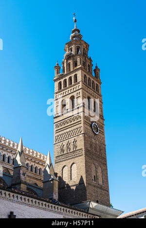 Il campanile della cattedrale di Nuestra Senora de la huerta a Tarazona de Aragón, Saragozza, Spagna Foto Stock