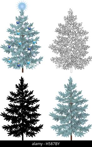 Insieme di alberi di Natale Illustrazione Vettoriale
