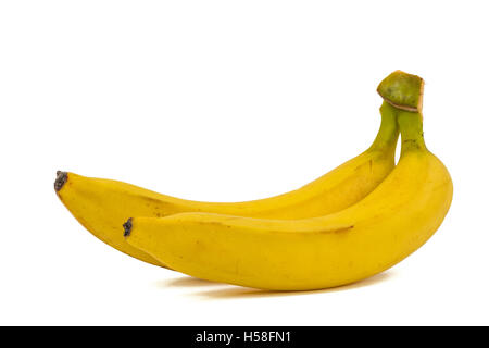 Due banane, isolati su sfondo bianco Foto Stock