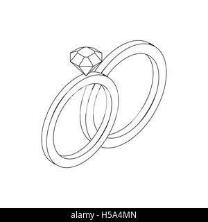 Gli anelli di nozze icona isometrica 3d style Illustrazione Vettoriale