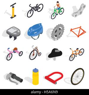 Bicicletta set di icone isometrica 3d style Illustrazione Vettoriale