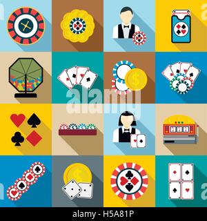 Casino di set di icone, syle piatta Illustrazione Vettoriale
