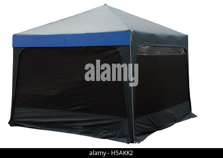 La piegatura della tenda colore blu scuro, è isolato su sfondo bianco Foto Stock