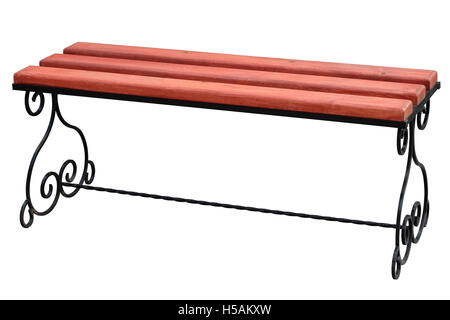 Ferro battuto panchina isolati su sfondo bianco Foto Stock