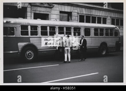 L'American Jewish Congress organizzò un autobus charter da New York a Washington nel 1963 per la marcia su Washington per il lavoro e la libertà, un evento fondamentale per i diritti civili che sosteneva l'uguaglianza razziale e la giustizia economica. Foto Stock