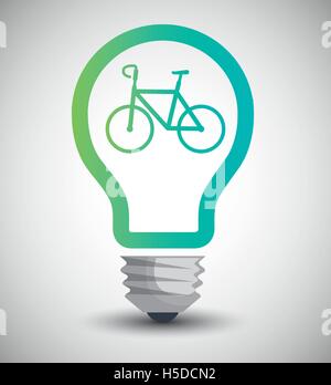 Lampadina bici ecologica concetto di trasporto Illustrazione Vettoriale