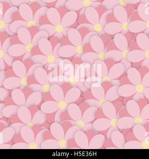 Sovrapposizione di colore rosa grazioso seamless motivo floreale di fiori Illustrazione Vettoriale