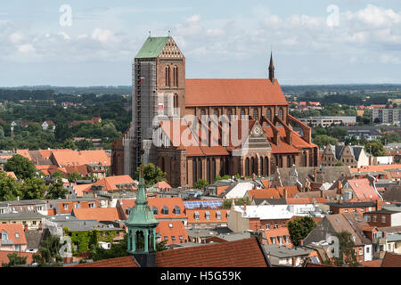 Chiesa di San Nicola, città anseatica di Wismar, Meclenburgo-Pomerania Occidentale, Germania Foto Stock