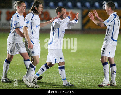 Torquay celebrano il loro primo gol segnato da Kevin Nicholson (3 L) - Grays Athletic vs Torquay Regno - Blue Square Premier il calcio al nuovo Rec - 03/03/09 Foto Stock