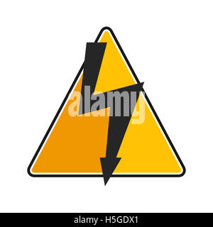 Simbolo di alta tensione su sfondo bianco Foto Stock