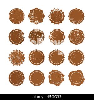 Set di beige retrò diverse etichette vuote su bianco Illustrazione Vettoriale