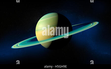 Il pianeta Saturno con gli anelli. Vista dallo spazio. Elemento di questa immagine sono arredate dalla Nasa. Il rendering 3D Foto Stock