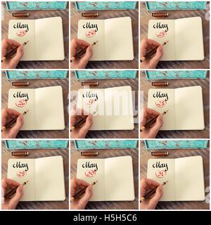 Photo Collage di giorni 23 al 31 del mese può essere scritta a mano con penna stilografica su un notebook Foto Stock
