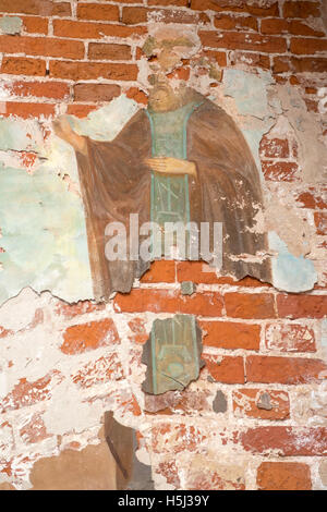 Gli affreschi della Trinità sopra la Chiesa porta in Savvino Storozhevsky monastero, Zvenigorod, Russia Foto Stock