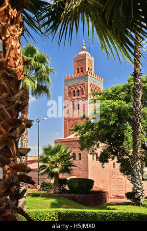 La Moschea di Koutoubia nel sud-ovest del quartiere della medina di Marrakech, Marocco Foto Stock