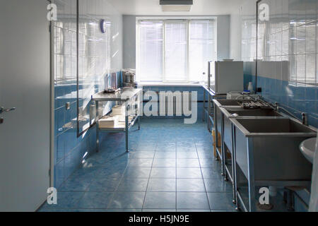 Foto di ospedale cucina con grandi lavelli Foto Stock