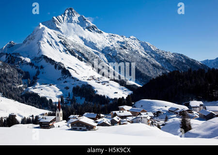 Warth village in inverno, Vorarlberg, Austria, Europa Foto Stock