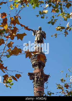 COLUMBUS colonne corinzie BARCELLONA SPAGNA Foto Stock