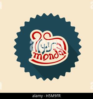 Il suo testo lunedì lettering badge illustrazione vettoriale Illustrazione Vettoriale