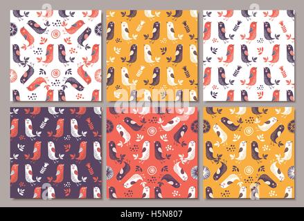 Gli uccelli seamless pattern. Texture colorate Illustrazione Vettoriale