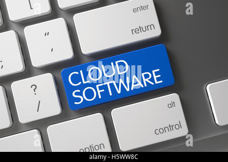 Blu Software Cloud pulsante sulla tastiera. 3D. Foto Stock