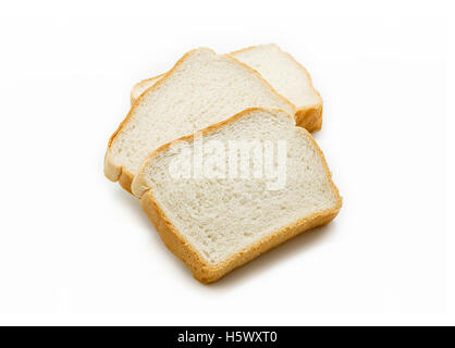 Fette di pane bianco isolato Foto Stock