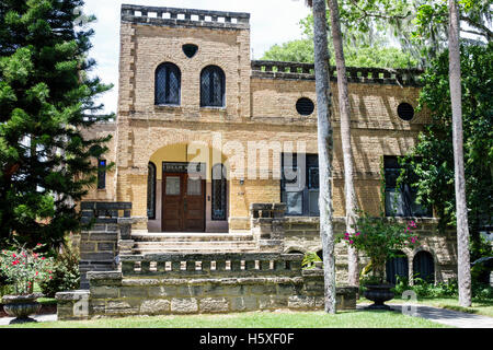 St. Augustine Florida, Old Town, St George Street, Villa Flora, progetto di conservazione restauro, borsa storica, rivival moresco, FL160803045 Foto Stock