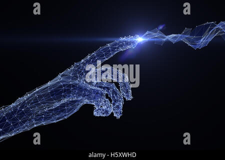 Mano digitale toccando la rete Foto Stock