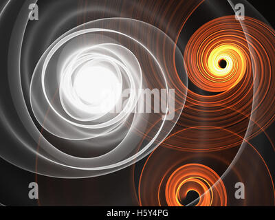 Rosso lampeggiante arancione linee curve più scuro dello sfondo astratto. Illustrazione. Foto Stock