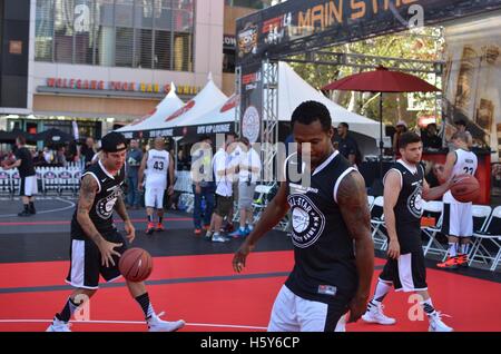 (L-R) Ryan Cabrera, Shane Mosley, Jerry Ferrara a 2015 Nike Basketball 3on3 torneo in L.A. Vivere il 7 agosto 2015 a Los Angeles Foto Stock