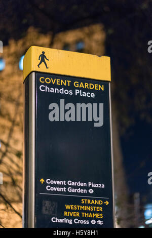 Il Covent Garden Chandos luogo segno - LONDRA/Inghilterra, 23 febbraio 2016 Foto Stock