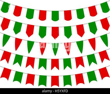 Raccolta di festosa bandiere decorativo holiday Illustrazione Vettoriale