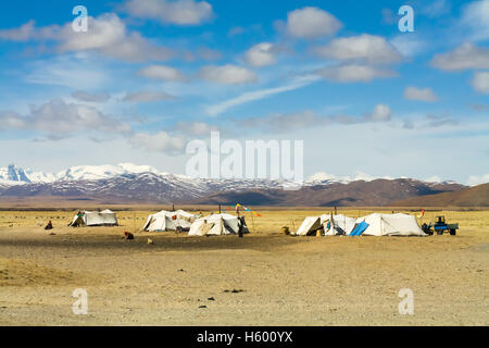 Nomadi tibetane in Tibet, Cina. Foto Stock