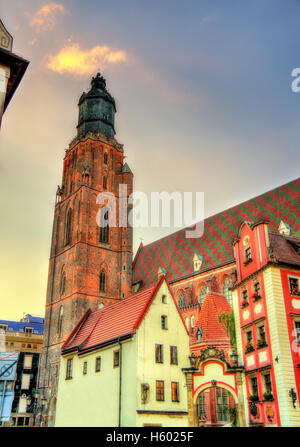 Vista di Santa Elisabetta Chiesa di Wroclaw, Polonia Foto Stock