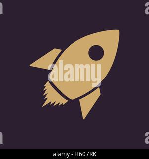 Il razzo icona. Il lancio e il simbolo di velocità. Appartamento Illustrazione Vettoriale