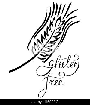 Gluten free vector etichetta. Manoscritte lettering grunge. Illustrazione Vettoriale. Illustrazione Vettoriale