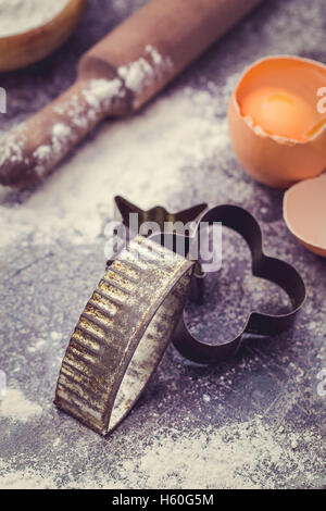Varie forma cookie cutters closeup Foto Stock