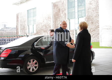 Il Primo Ministro di Bulgaria Boyko Borisov per la visita ufficiale al Cancelliere Mekel, Dicembre, XV 2014 a Berlino, Germania. Foto Stock