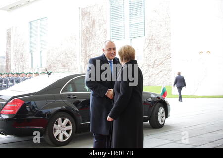 Il Primo Ministro di Bulgaria Boyko Borisov per la visita ufficiale al Cancelliere Mekel, Dicembre, XV 2014 a Berlino, Germania. Foto Stock