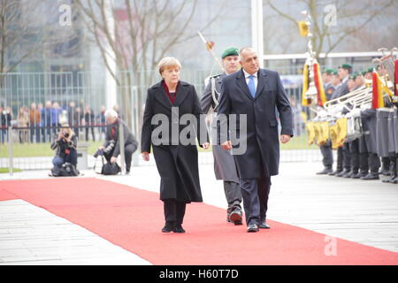 Il Primo Ministro di Bulgaria Boyko Borisov per la visita ufficiale al Cancelliere Mekel, Dicembre, XV 2014 a Berlino, Germania. Foto Stock