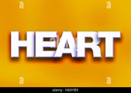 La parola "cuore" scritta bianca 3D lettere su uno sfondo colorato concetto e tema. Foto Stock