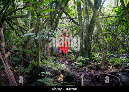 Rarotonga Island. Isole Cook. Polinesia. Oceano Pacifico del sud. Signor Pa, il più popolare guida in Rarotonga. Una delle Cook Islan Foto Stock