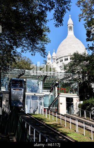 Funicolare di Montmartre, Parigi Francia Foto Stock