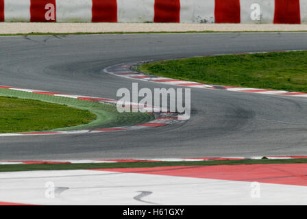 Motorsports, s-curve sul Circuito de Catalunya race track a Barcellona, Spagna, Europa Foto Stock