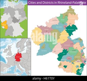 Mappa della Renania Palatinato Illustrazione Vettoriale