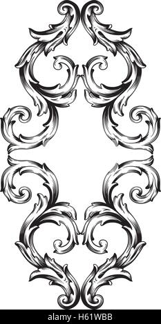 Vintage cornice barocca cartiglio incisione floreale di confine modello  rétro in stile antico foglie di acanto swirl desi decorativi Immagine e  Vettoriale - Alamy