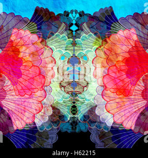 Acquerelli astratti multicolore fantastici modelli su uno sfondo scuro Foto Stock