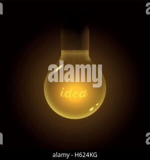 Illustrazione Vettoriale della vecchia lampadina. Idea parola sul filamento. Idea concetto illustrazione vettoriale. Illustrazione Vettoriale