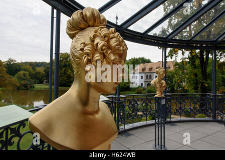 Busto di Henriette Sontag, Nuovo Palazzo in Fürst Pückler Park, Bad Muskau, in Sassonia, Germania, Europa, dall'UNESCO Patrimonio Mondiale Foto Stock